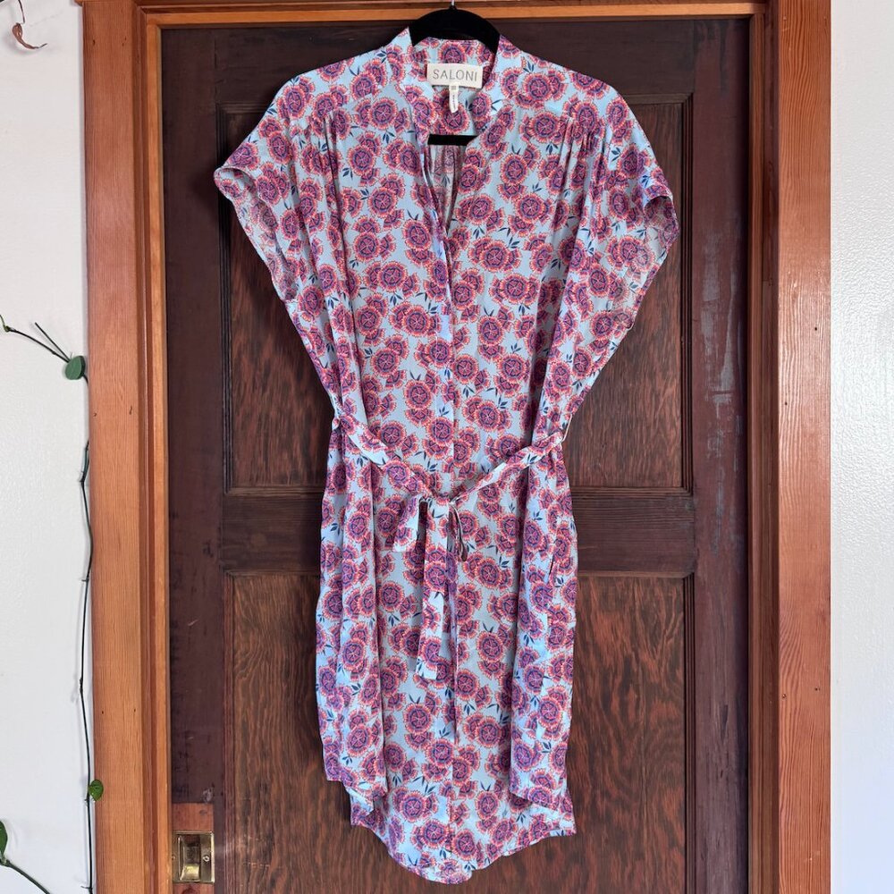 SALONI Tilda floral dress in ciel dragonfruit